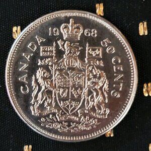 Vintage 1968 Canadian 50 Cents Coin